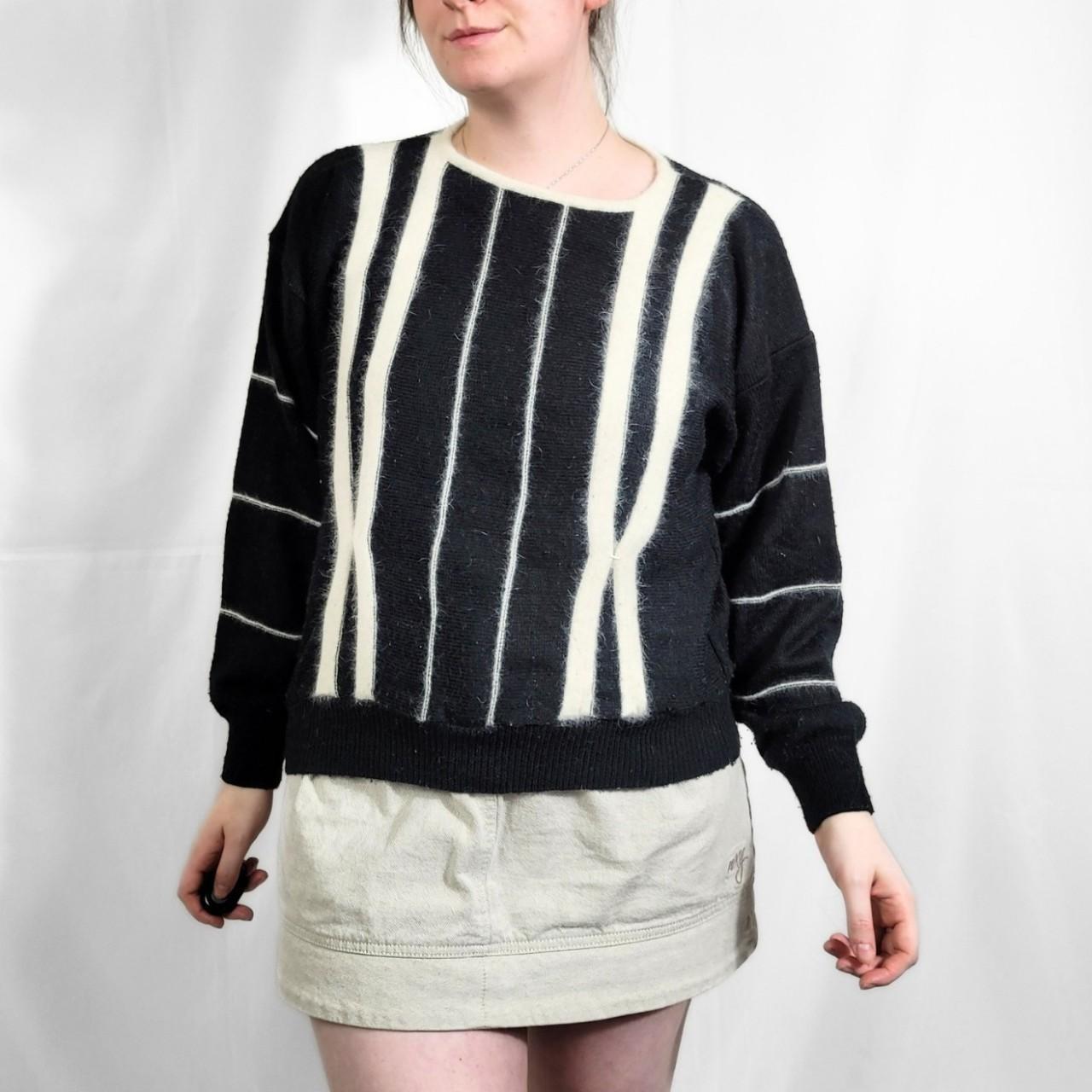 Vintage 80s Black Pattern Mohair Knitted Jumper