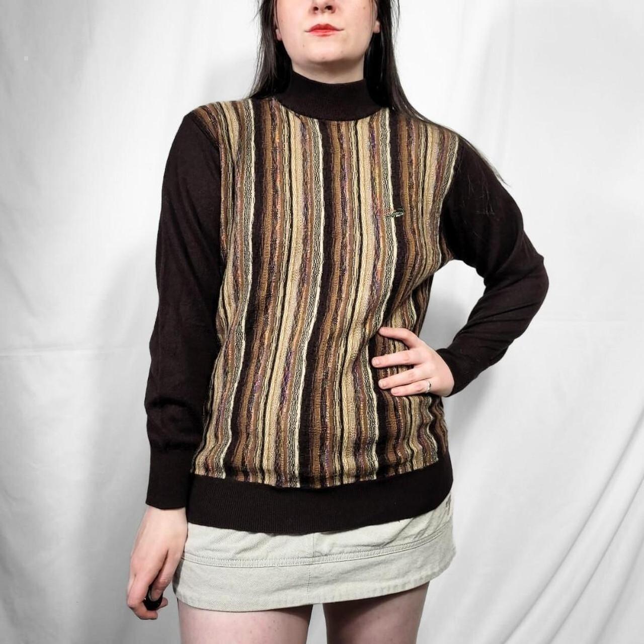 Vintage 80s Brown Stripe Knit Jumper