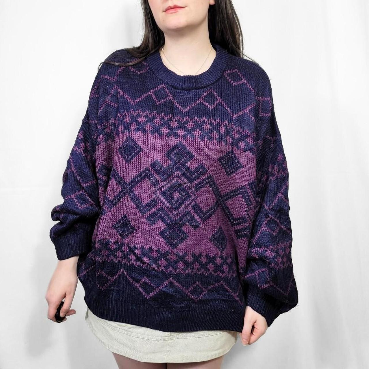 Vintage 80s Purple Funky Knit Jumper - St Michael