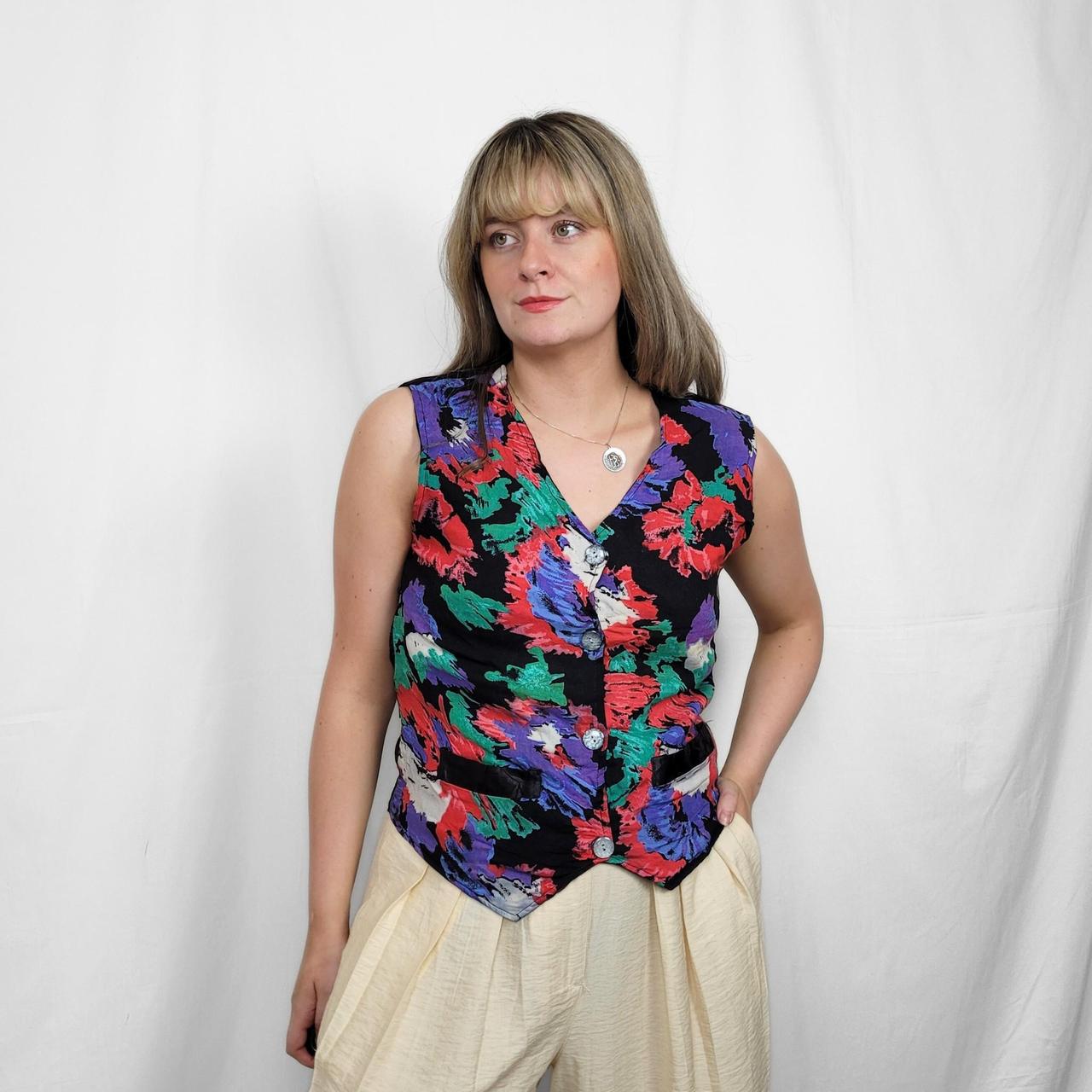 Vintage 90s Black Patterned Waistcoat Vest