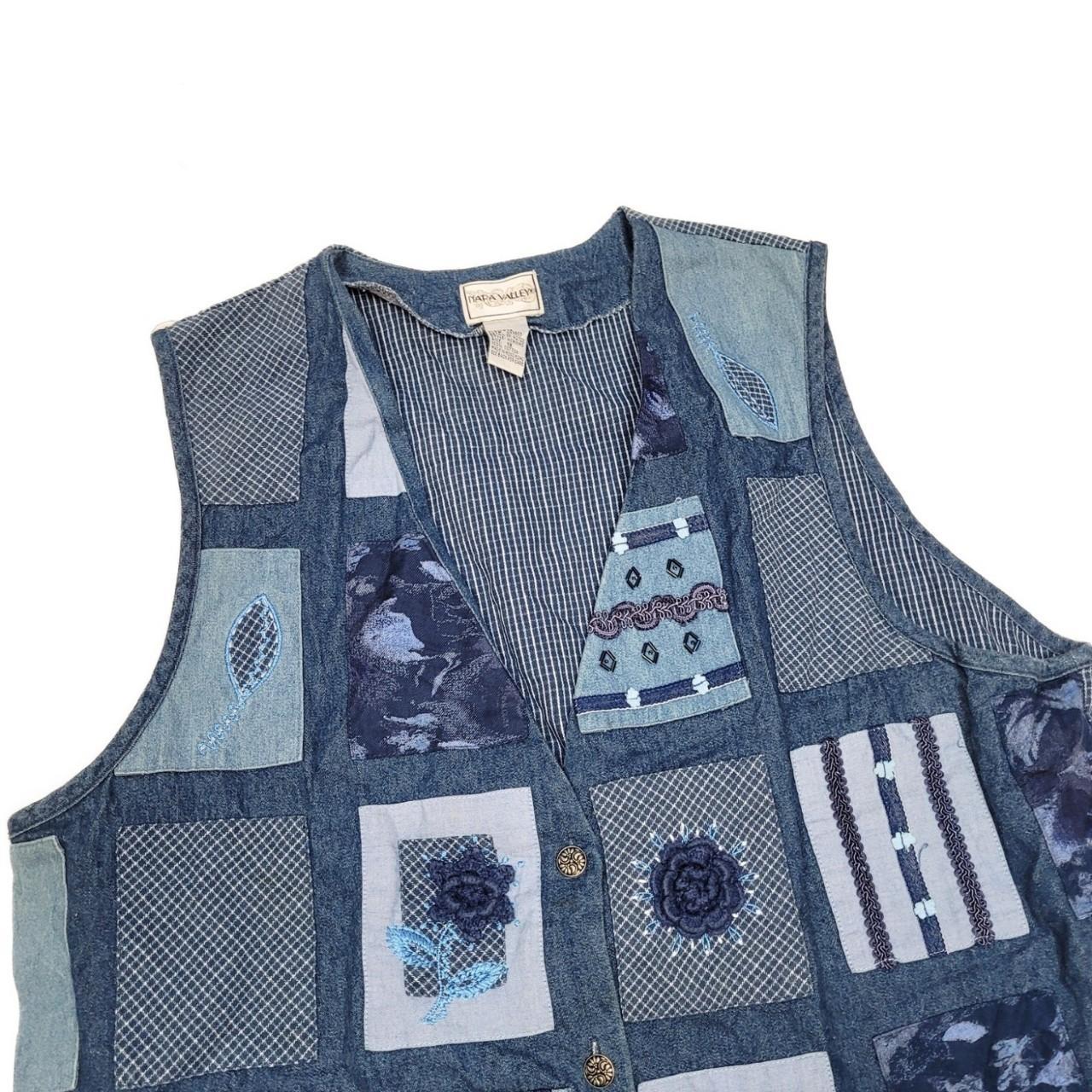 Vintage 90s Blue Patchwork Denim Vest / Waistcoat