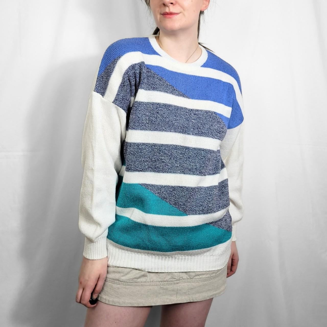 Vintage 80s St Michael Multi-coloured Stripe Knitted Jumper