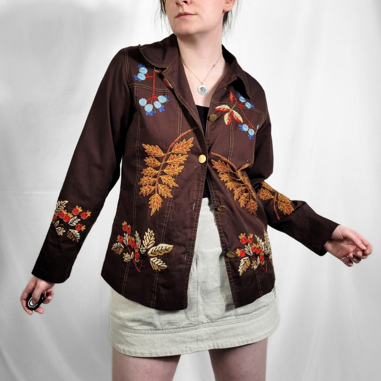 Vintage Y2K Brown Floral Embroidered Western Jacket