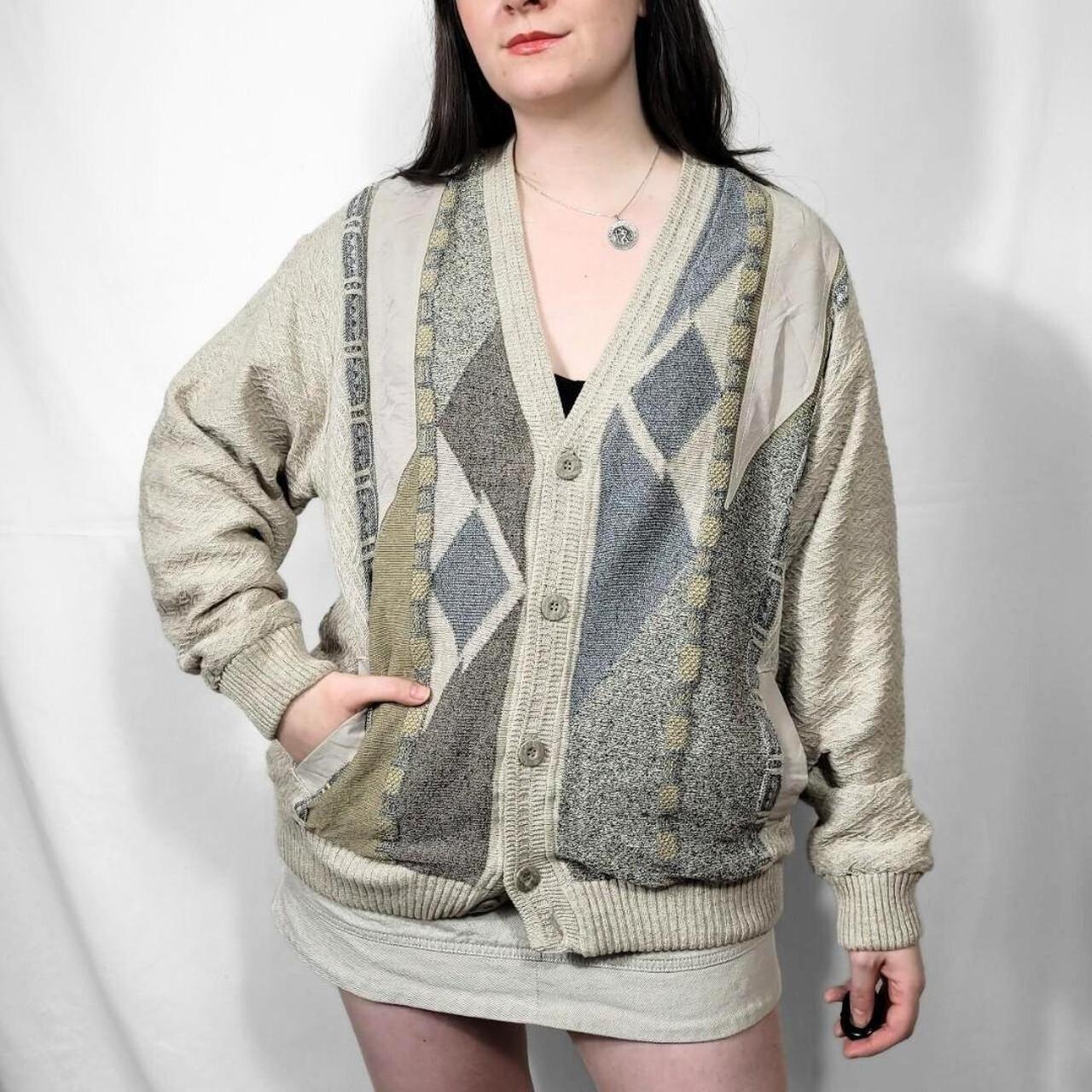 Vintage 90s Knit Cardigan With Grunge Style Pattern