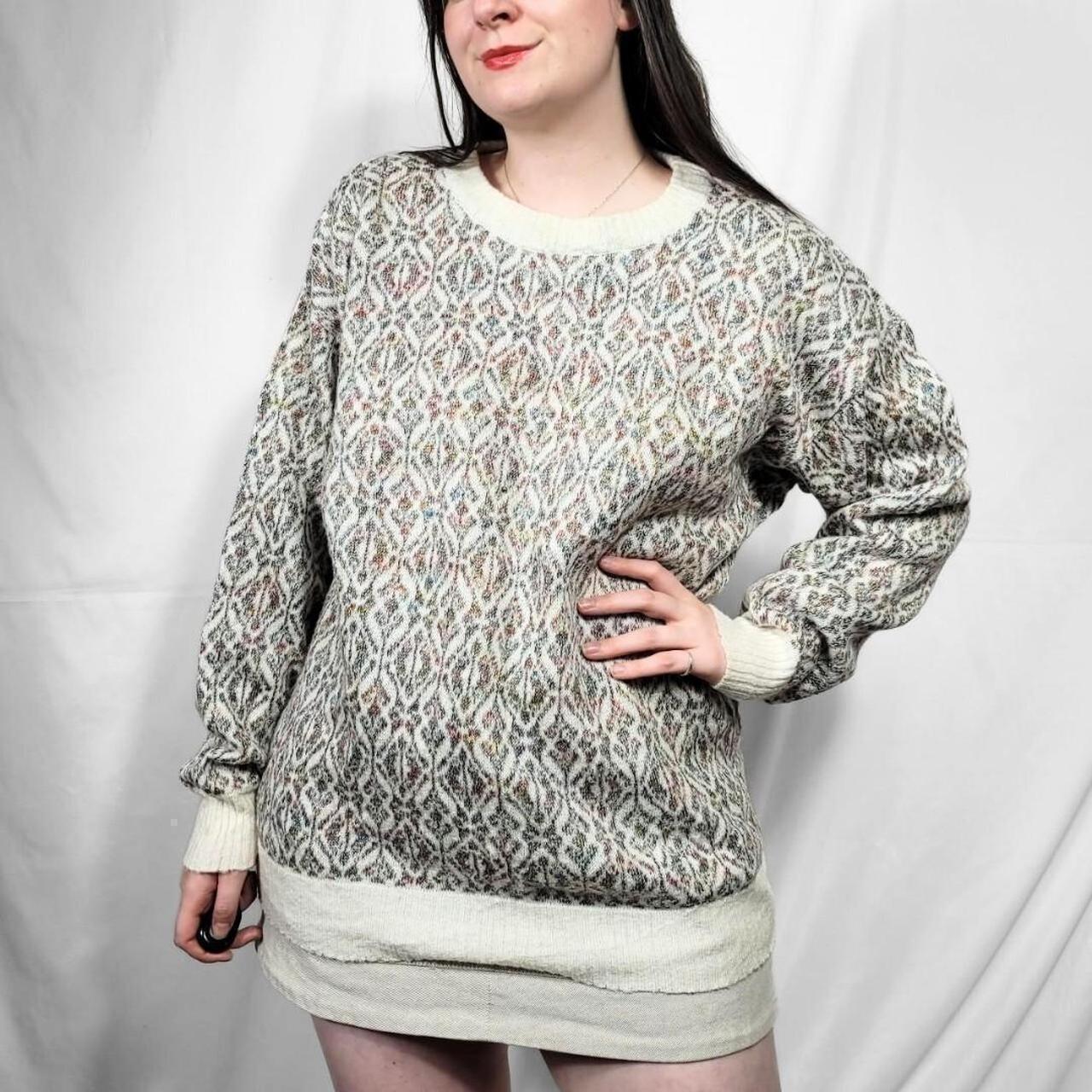 Vintage 80s Cream Pattern Knit Jumper