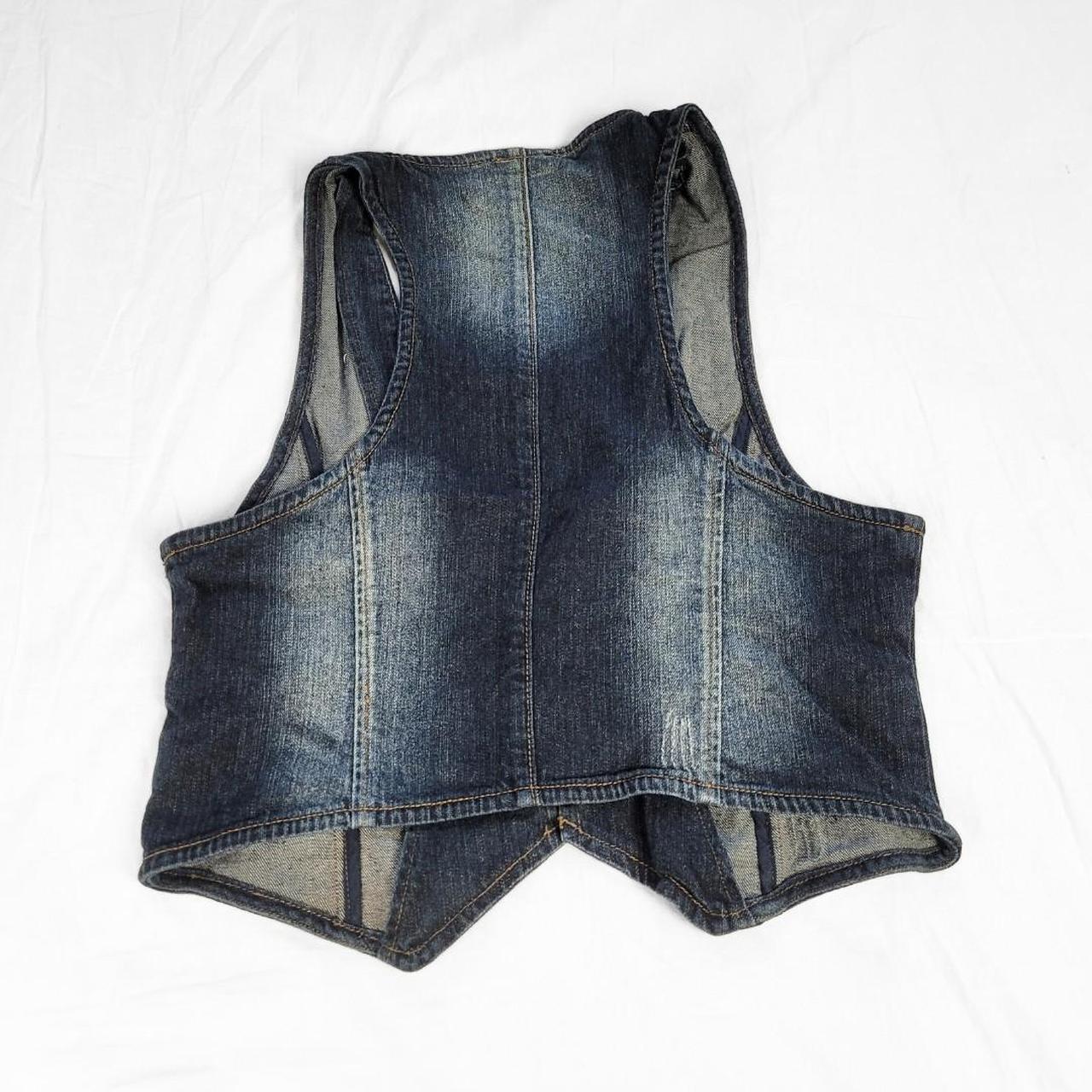 Vintage Y2K Denim Waistcoat Vest – Studded Collar Detail