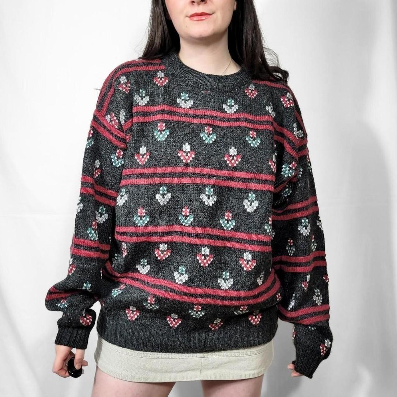 Vintage 90s Retro Floral Knitted Sweater