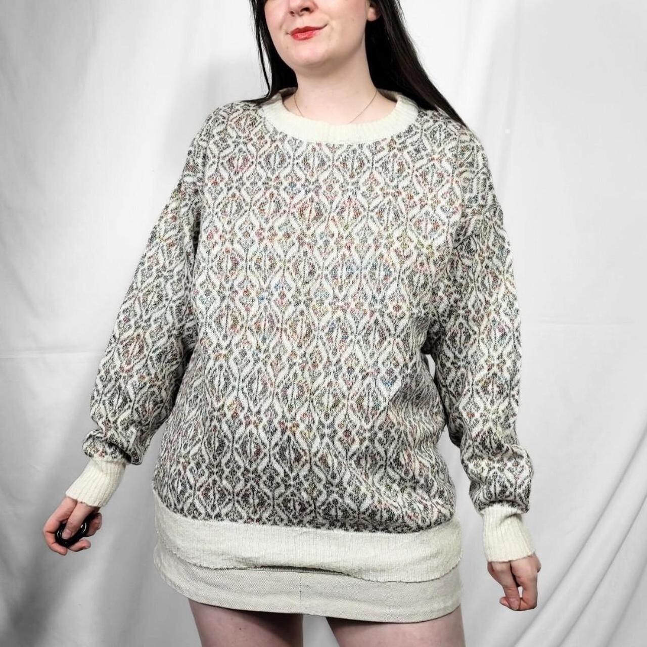 Vintage 80s Cream Pattern Knit Jumper