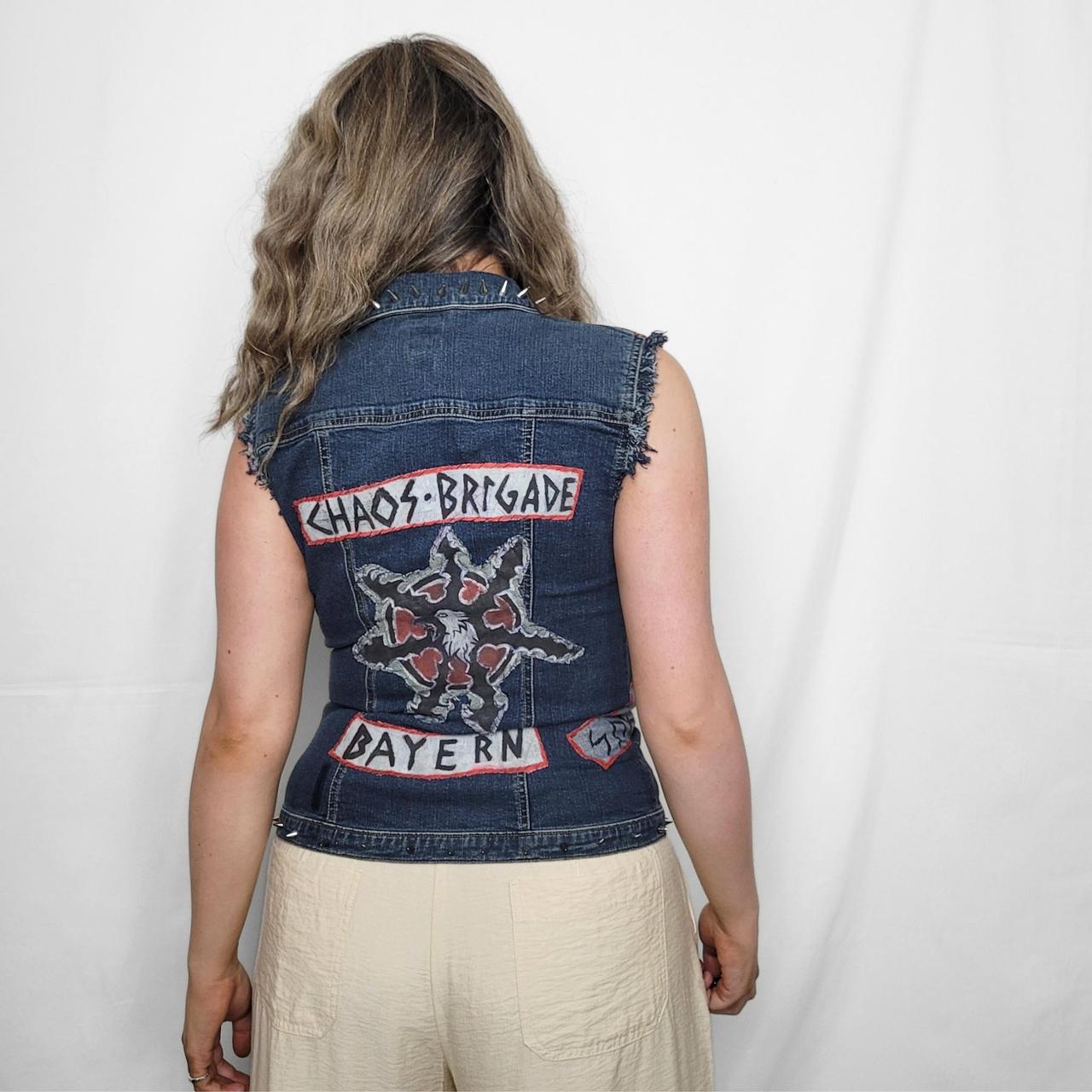 Vintage 90s Denim Waistcoat – Miss Sixty DIY Punk Graphics, Studs & Badges