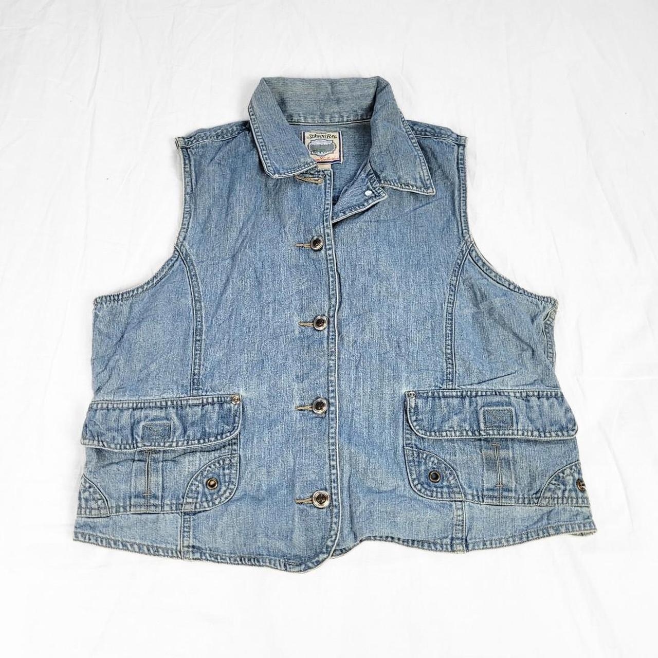 Vintage 90s Denim Waistcoat with Collar & Button-Down Front – Western Shirt Vibes