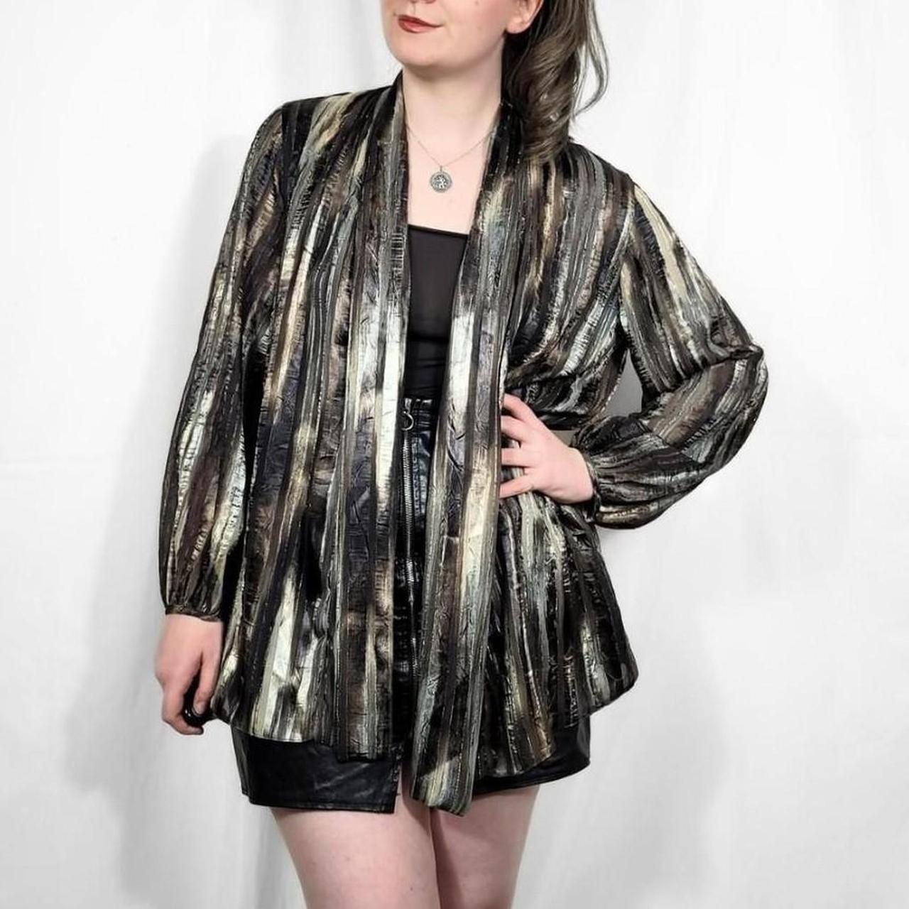 Vintage Y2K Brown Striped Bell Sleeve Jacket – Roman