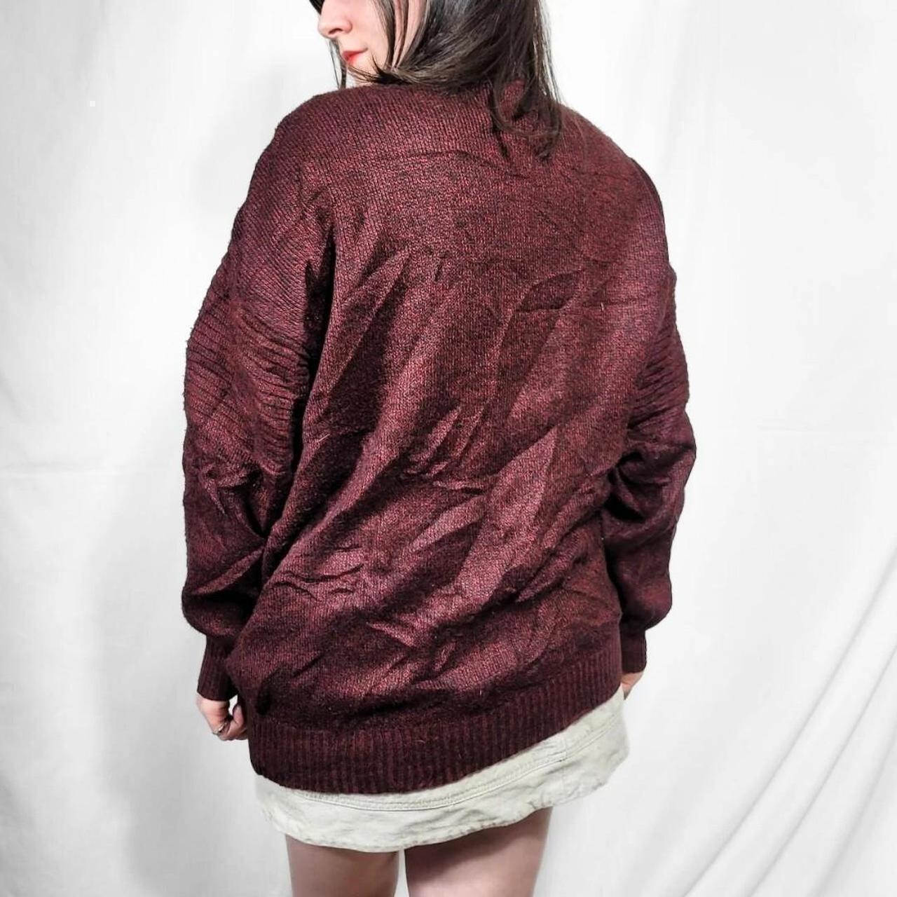 Vintage 80s Burgandy Grunge Patter Knit Cardigan