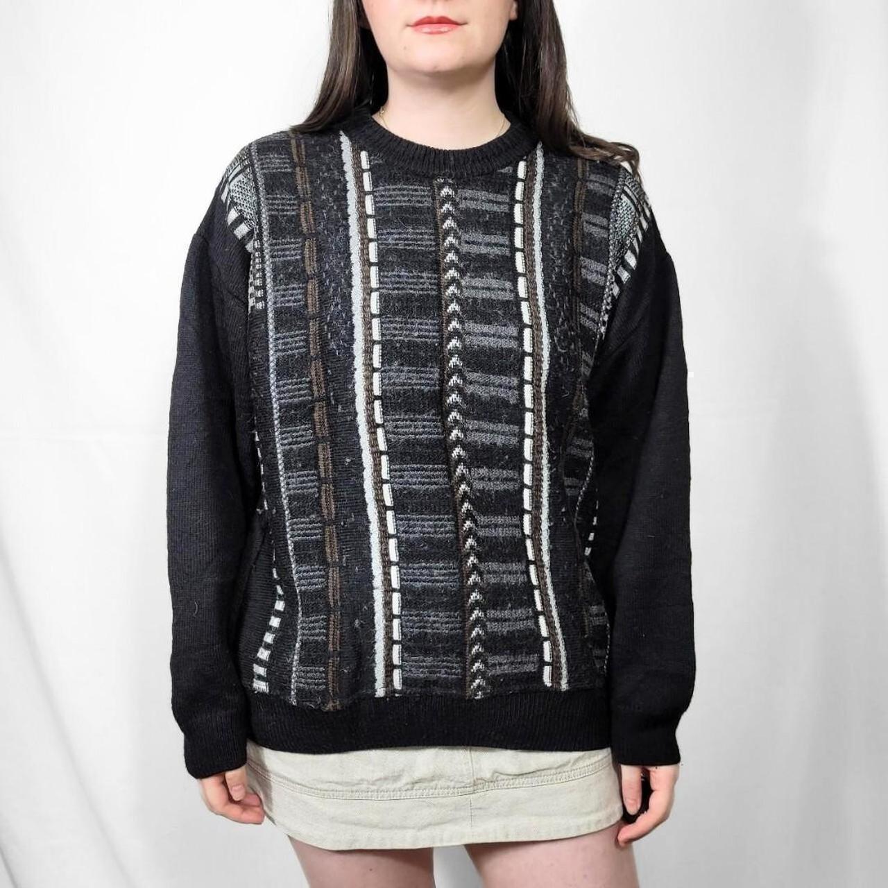 Vintage 80s Black Grunge Pattern Knitted Jumper