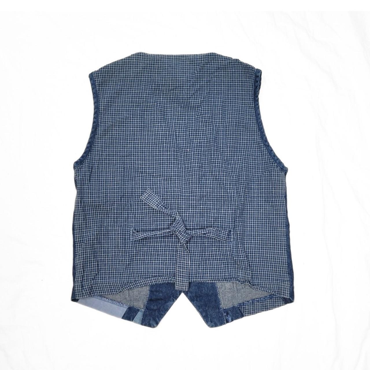 Vintage 90s Blue Patchwork Pattern Denim Vest / Waistcoat