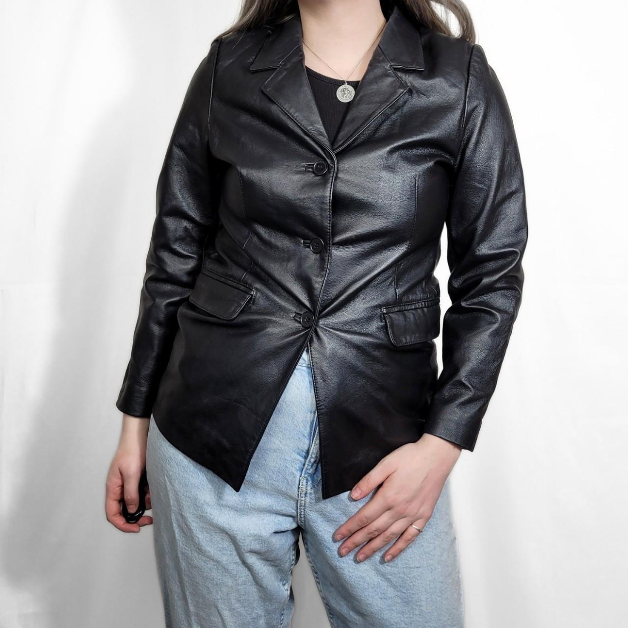 Vintage 90s Black Leather Blazer Jacket