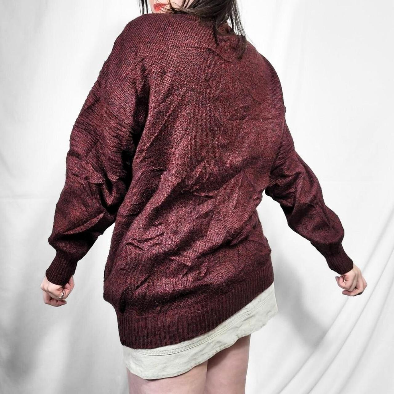 Vintage 80s Burgandy Grunge Patter Knit Cardigan