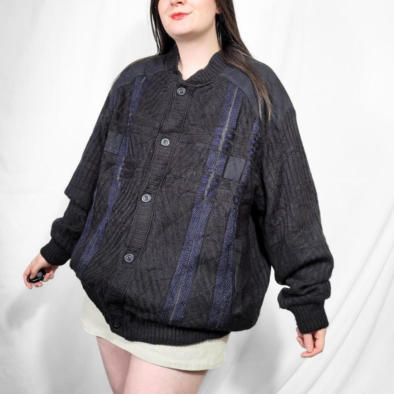 Vintage 90s Black Grunge Textured Knit Cardigan