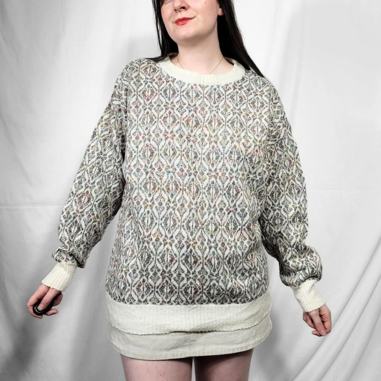 Vintage 80s Cream Pattern Knit Jumper