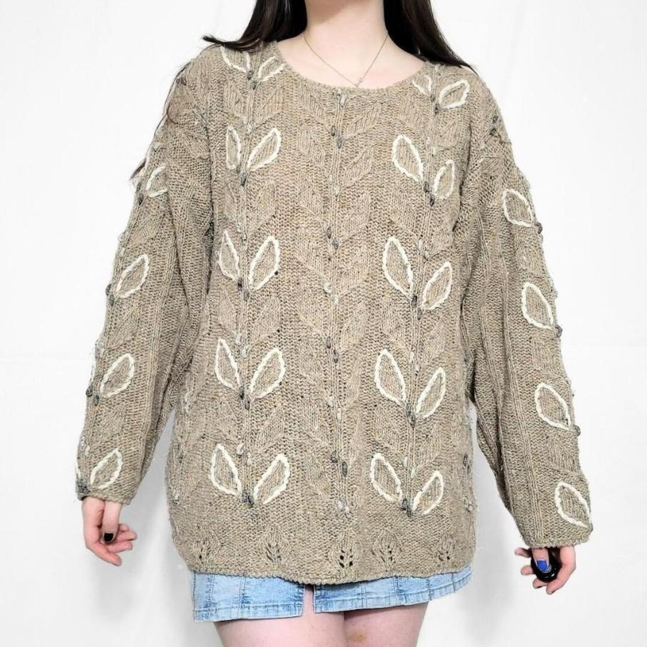 Vintage Y2K Brown Floral Knit Jumper