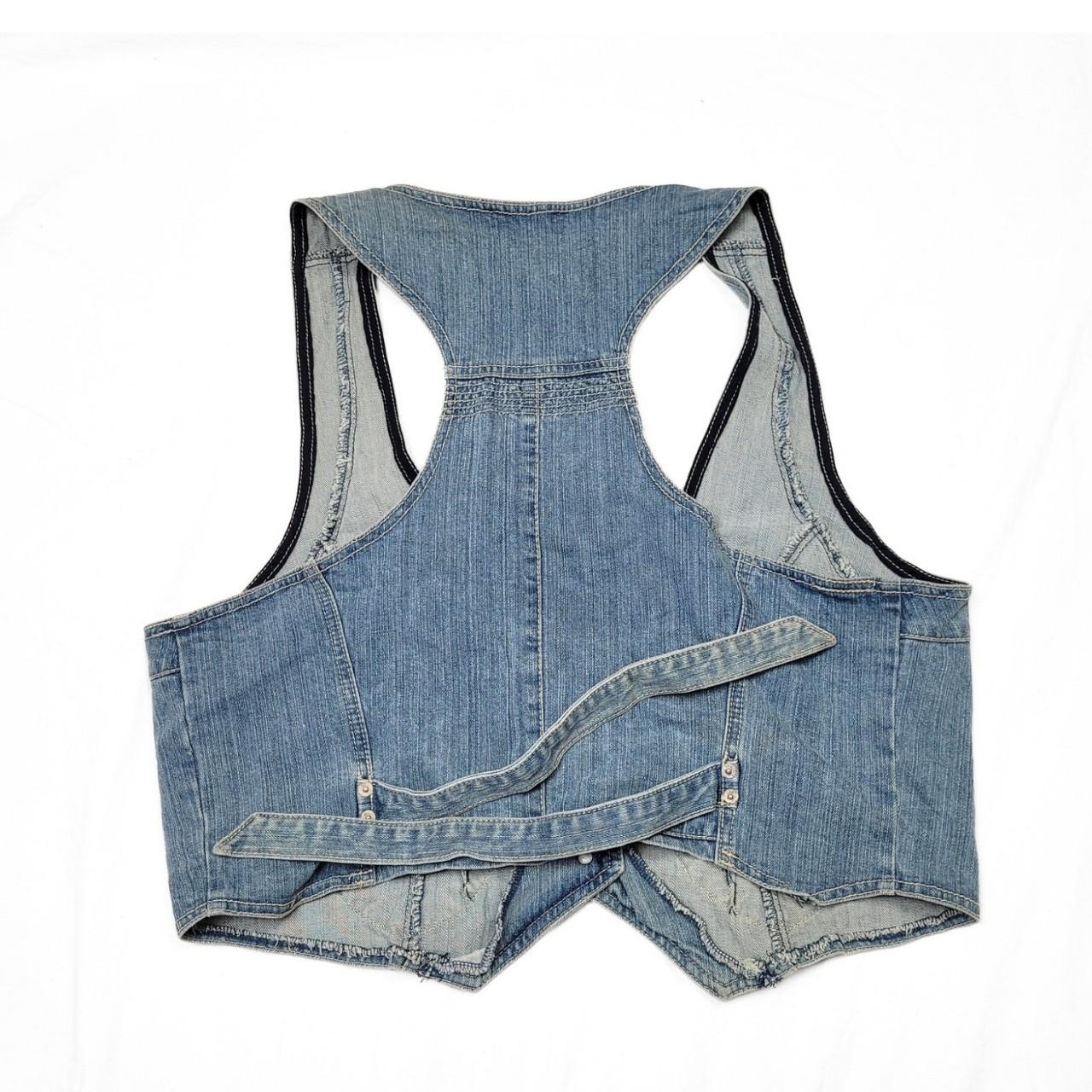 Vintage Y2K Light Blue Denim Western Waistcoat