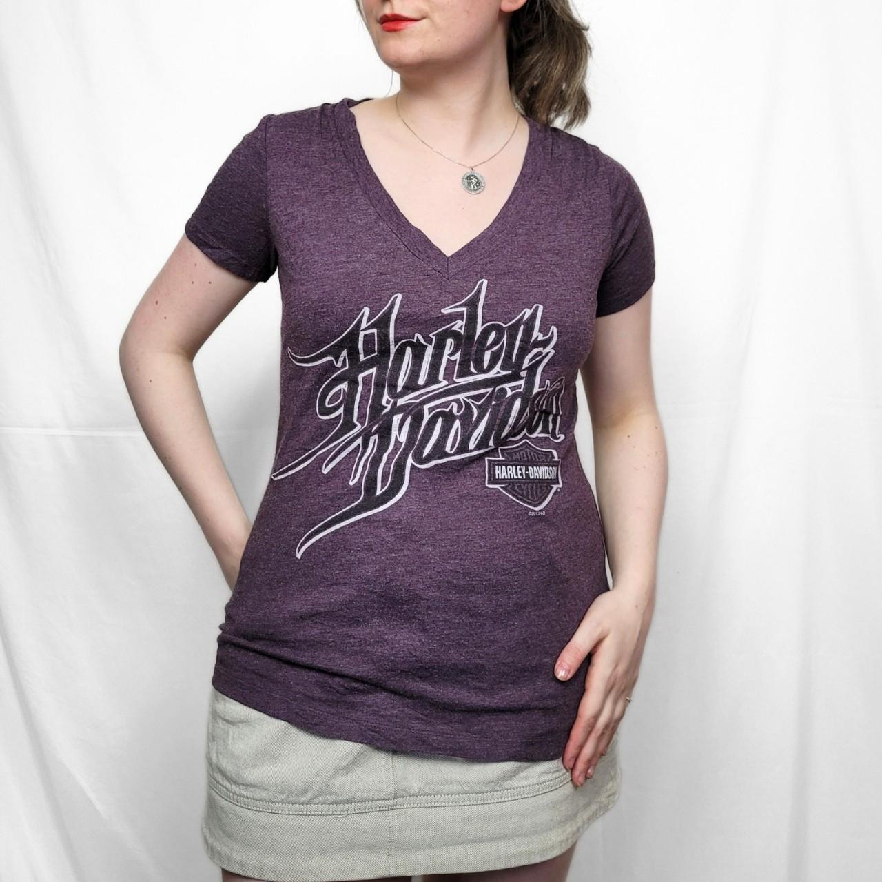 Vintage Y2K Harley Davidson Purple Graphic Print T-Shirt