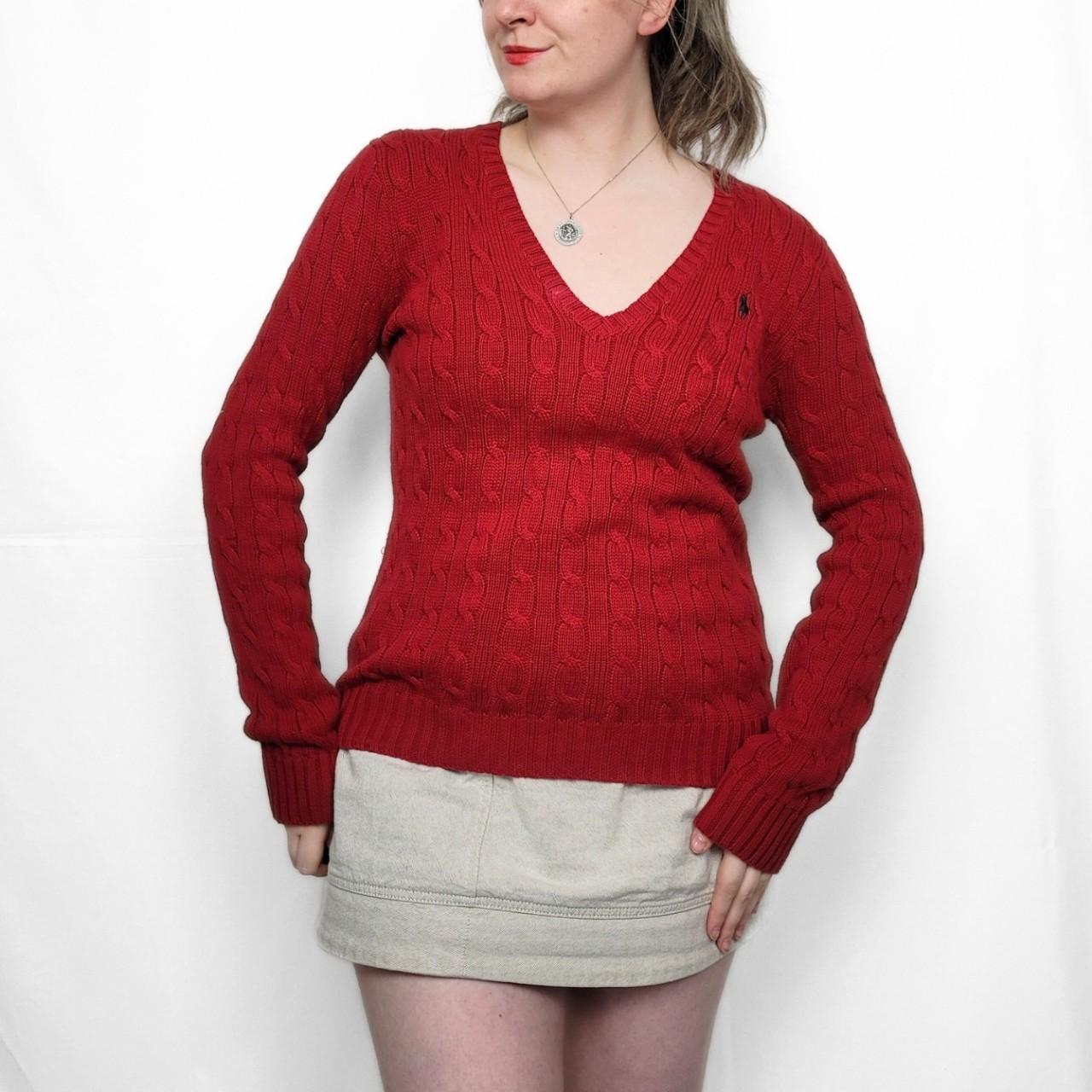 Vintage Y2K Ralph Lauren V-Neck Cable Knit Sweater