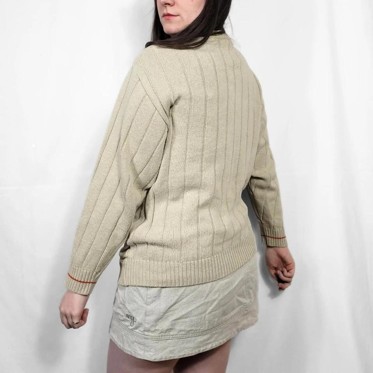 Vintage 90s Beige Checked Pattern Knit Jumper