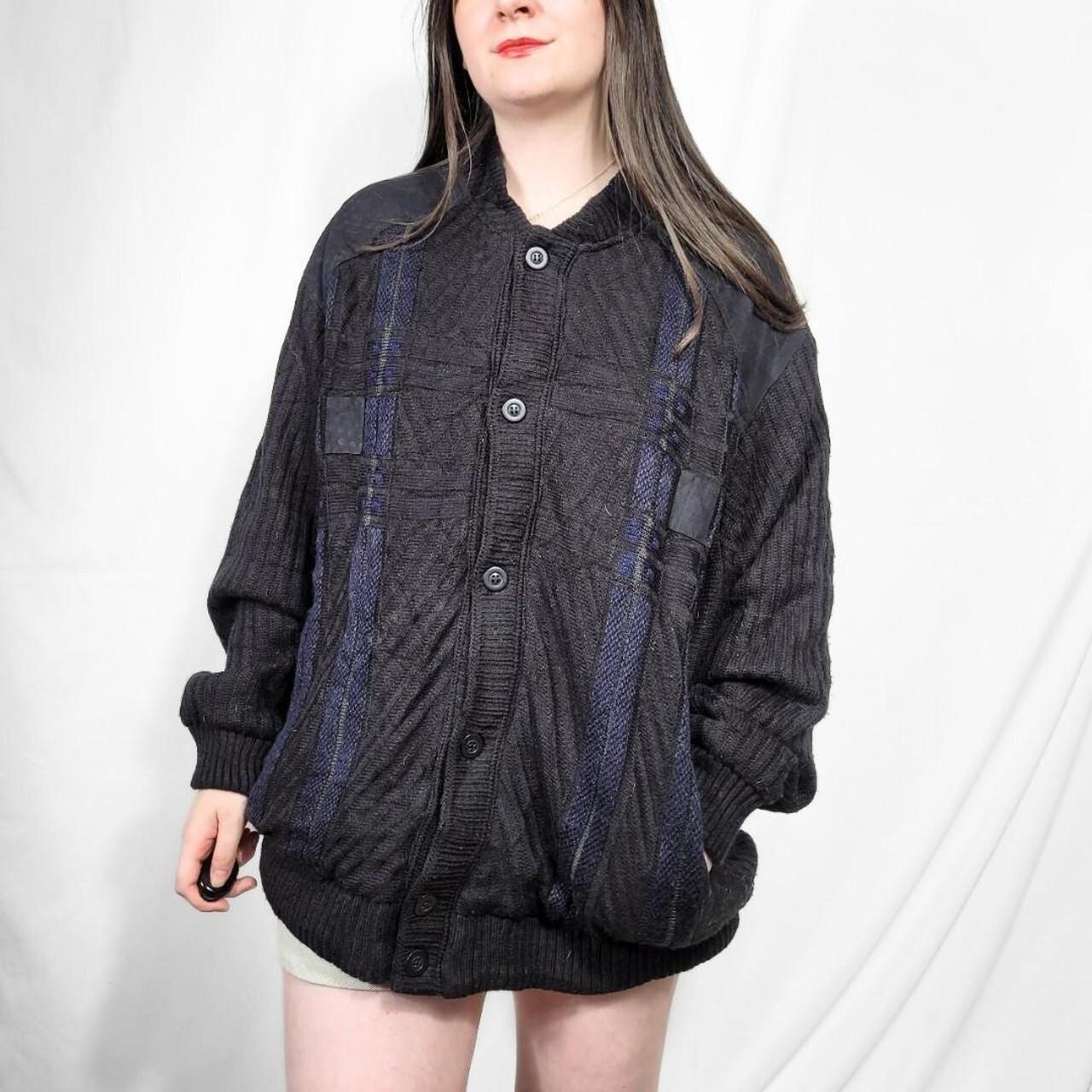 Vintage 90s Black Grunge Textured Knit Cardigan
