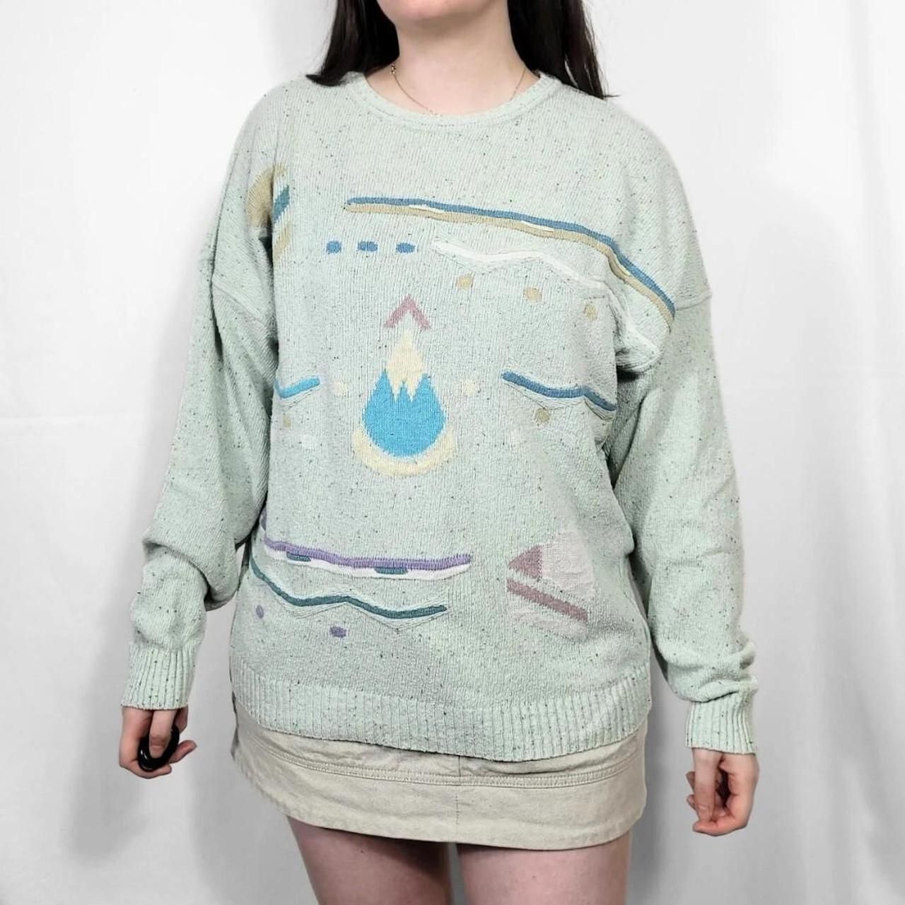 Vintage 80s Multi-Coloured Funky Pattern Knit Jumper