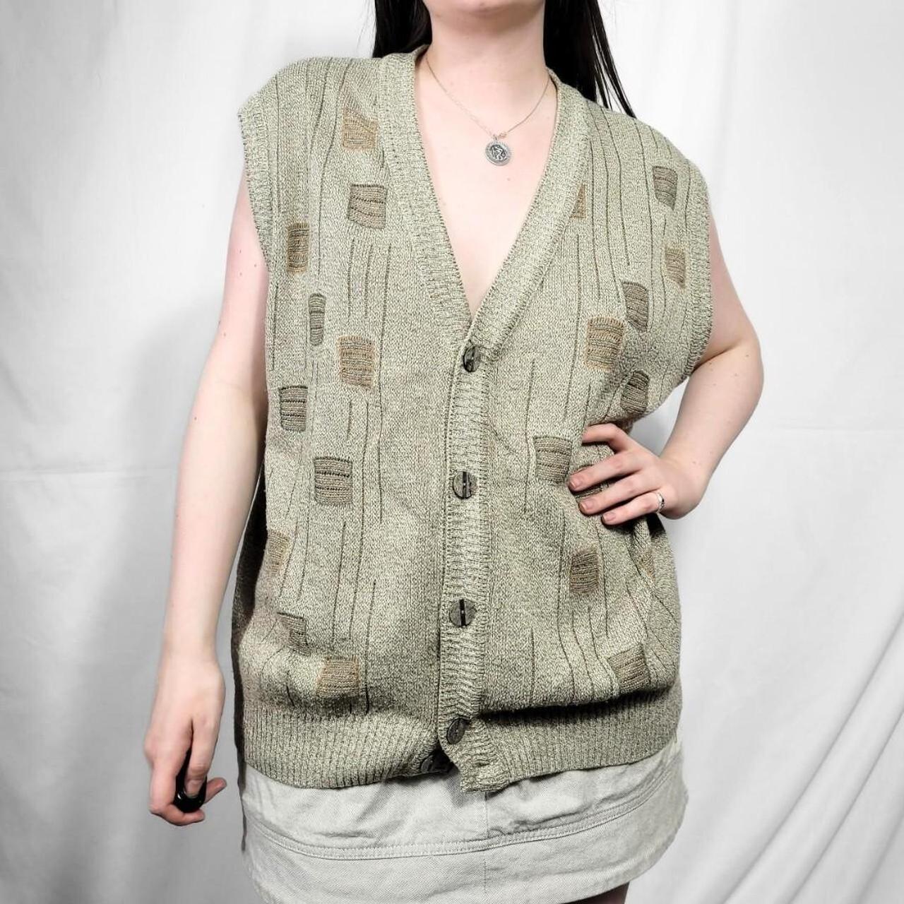 Vintage 80s Grunge Pattern Knit Waistcoat