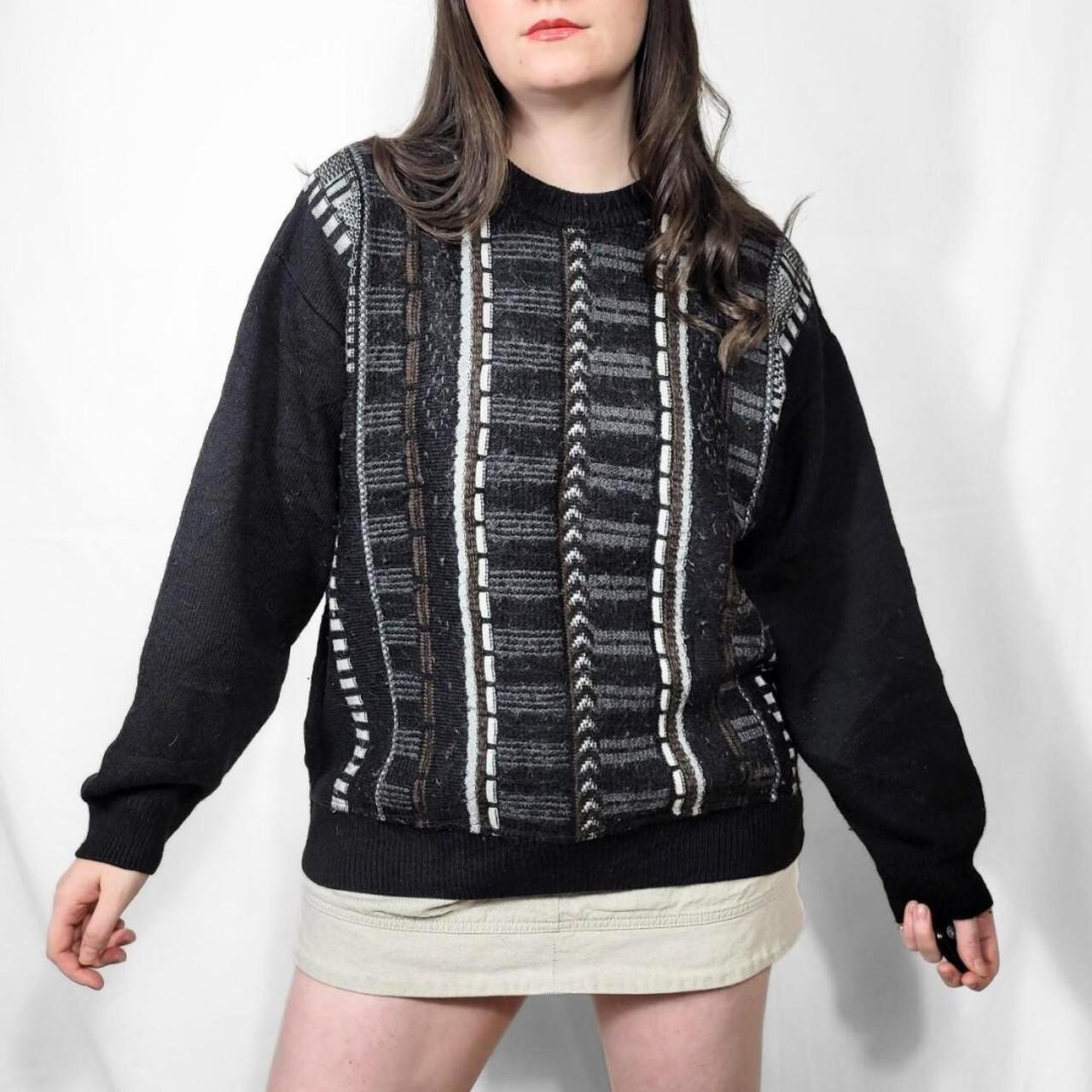 Vintage 80s Black Grunge Pattern Knitted Jumper