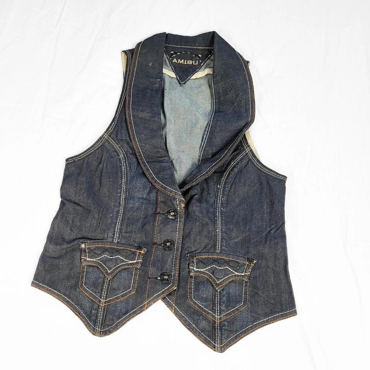 Vintage 90s Dark Navy Denim Waistcoat Vest – Denim & Cotton Mix