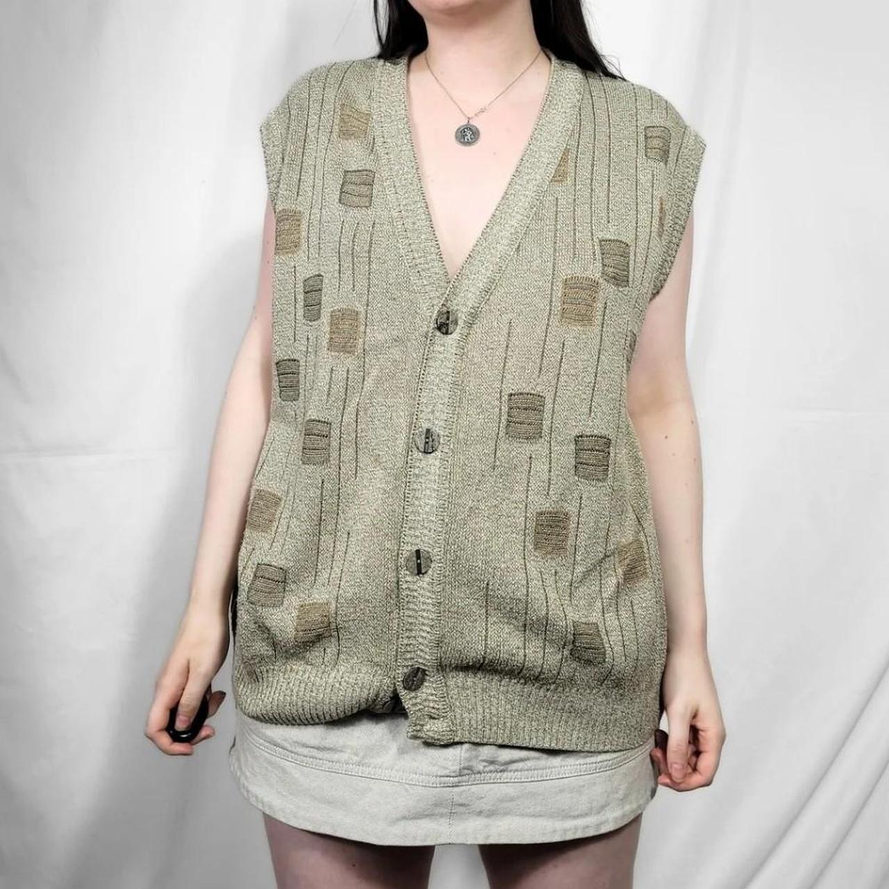 Vintage 80s Grunge Pattern Knit Waistcoat