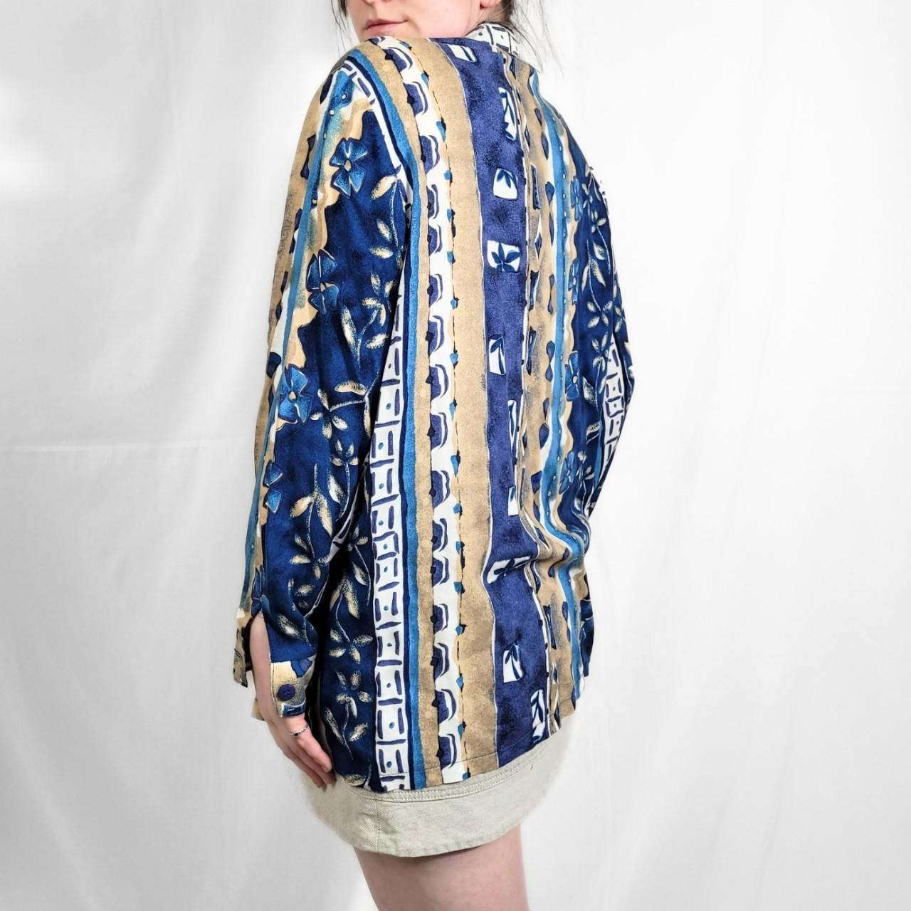 Vintage 90s Blue Floral Print Long Sleeve Shirt – Millers