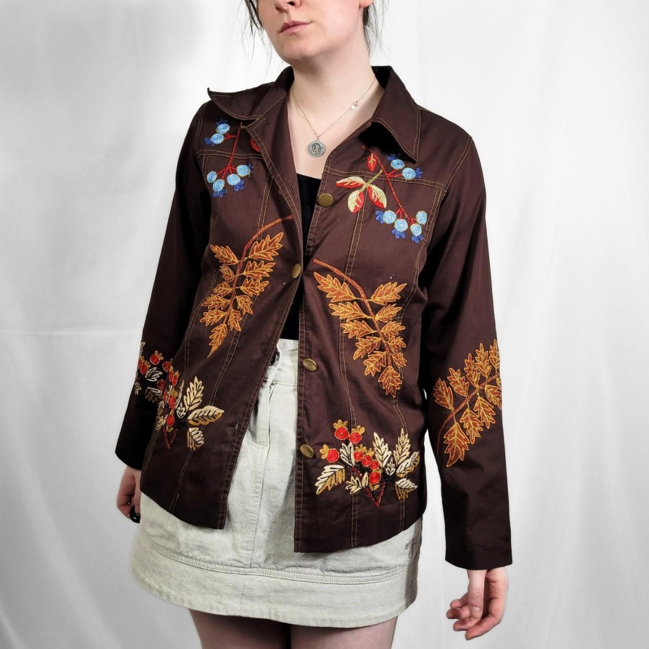 Vintage Y2K Brown Floral Embroidered Western Jacket