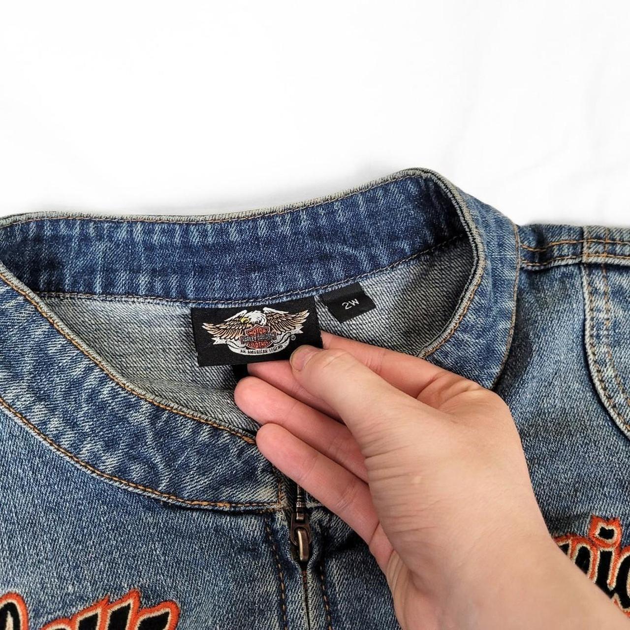 Vintage Y2K Harley Davidson Denim Bomber Jacket