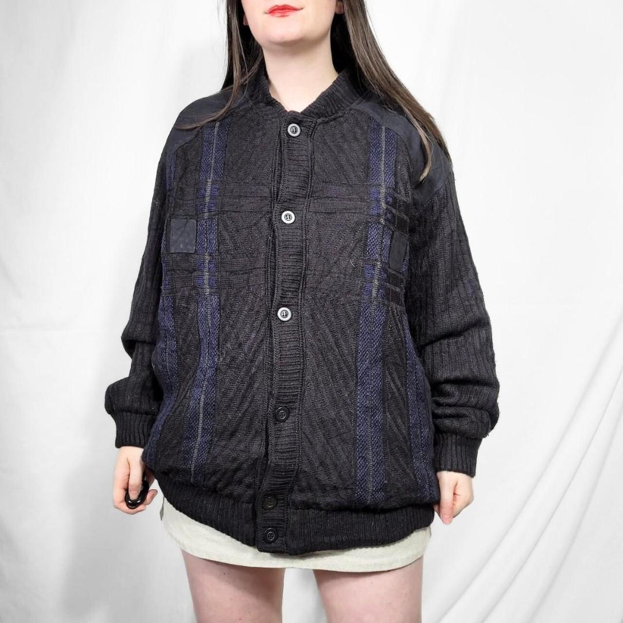 Vintage 90s Black Grunge Textured Knit Cardigan