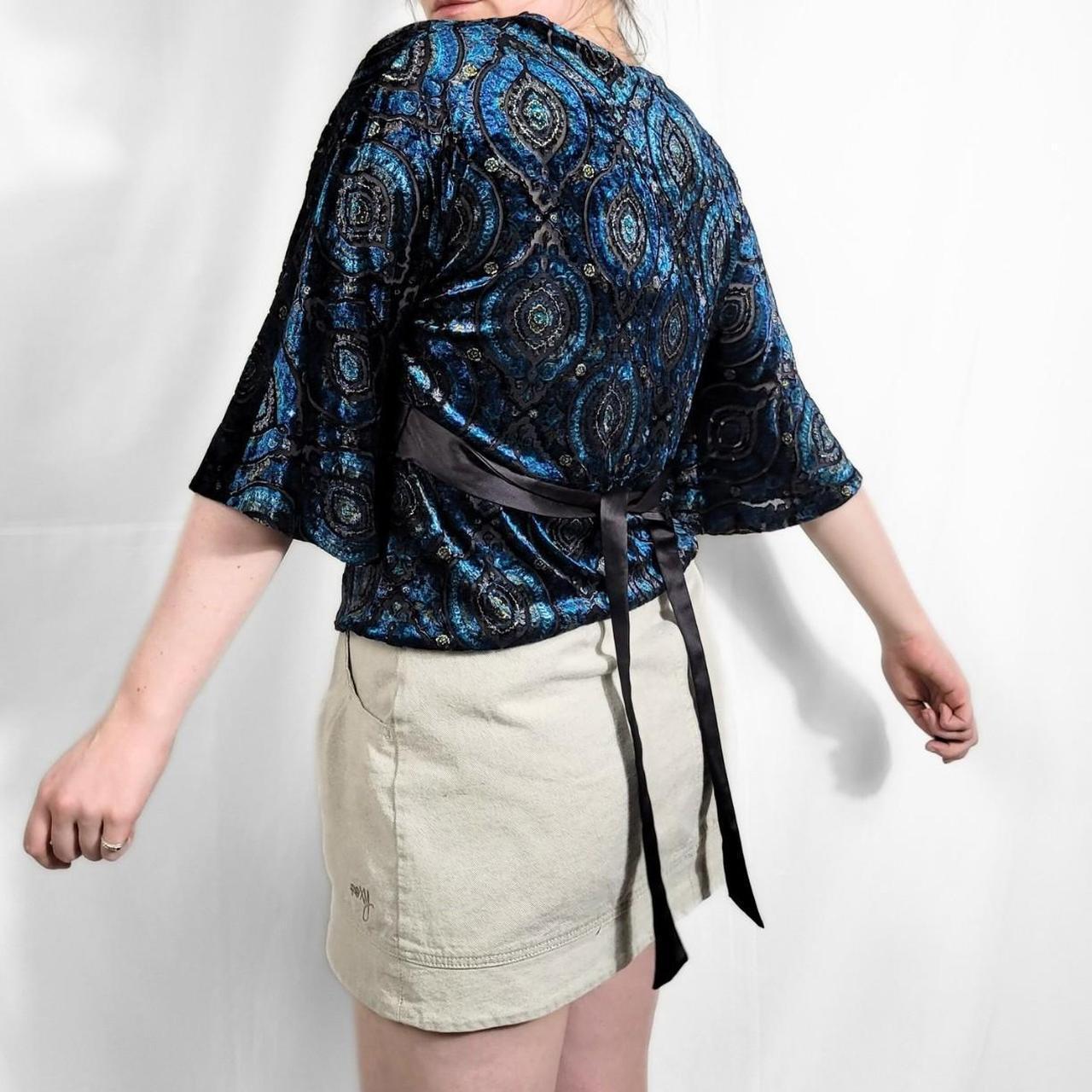 Vintage Y2K Paisley Print Velvet Flare Sleeve Top – Marks & Spencer