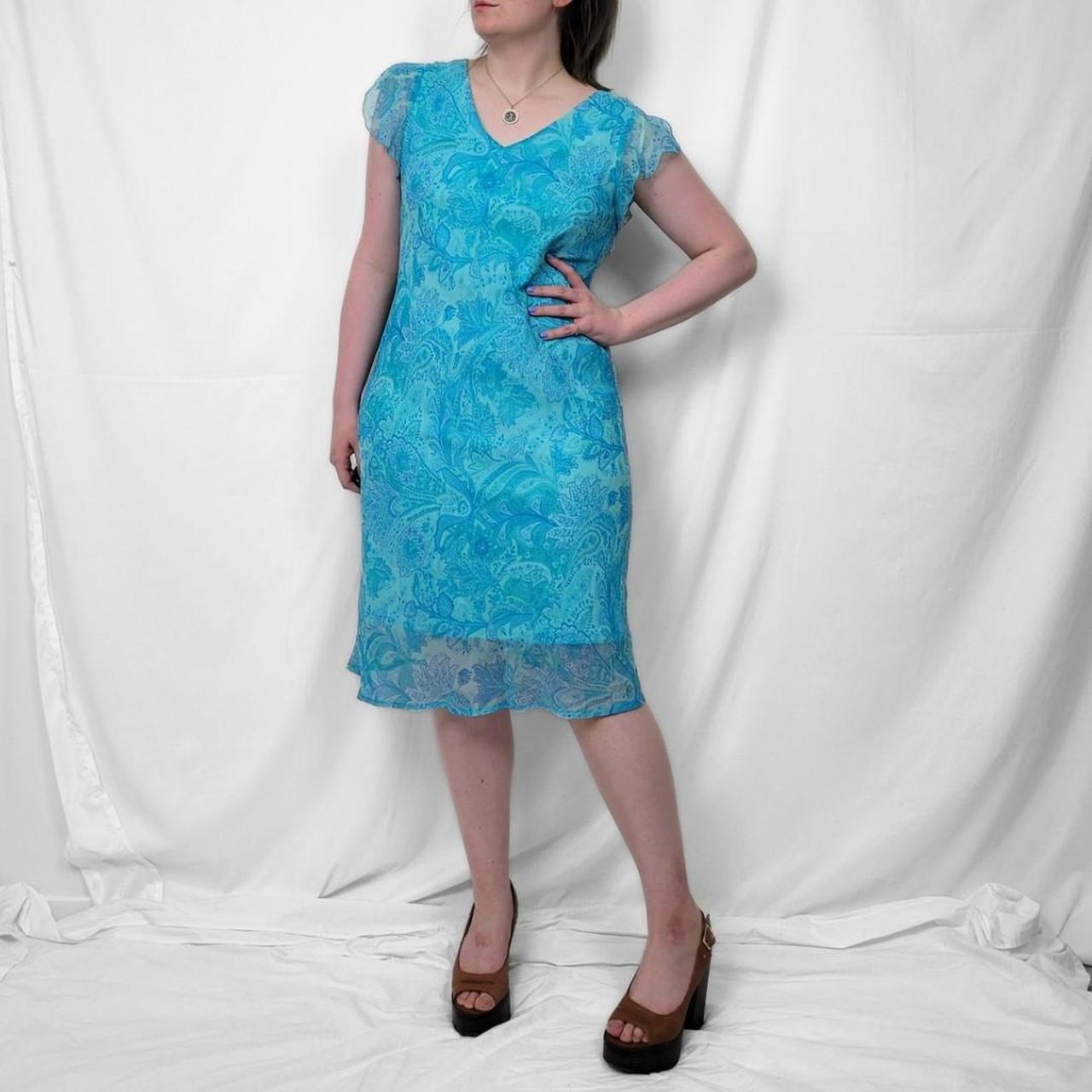 Vintage Y2K Blue Paisley Sheer Midi Dress – Whimsygoth Fairy Vibes