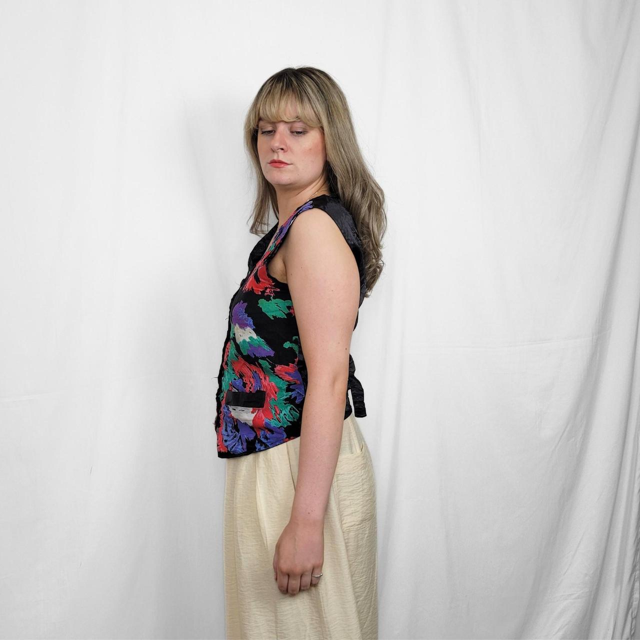Vintage 90s Black Patterned Waistcoat Vest