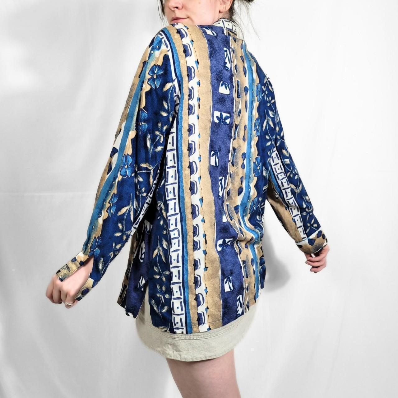Vintage 90s Blue Floral Print Long Sleeve Shirt – Millers