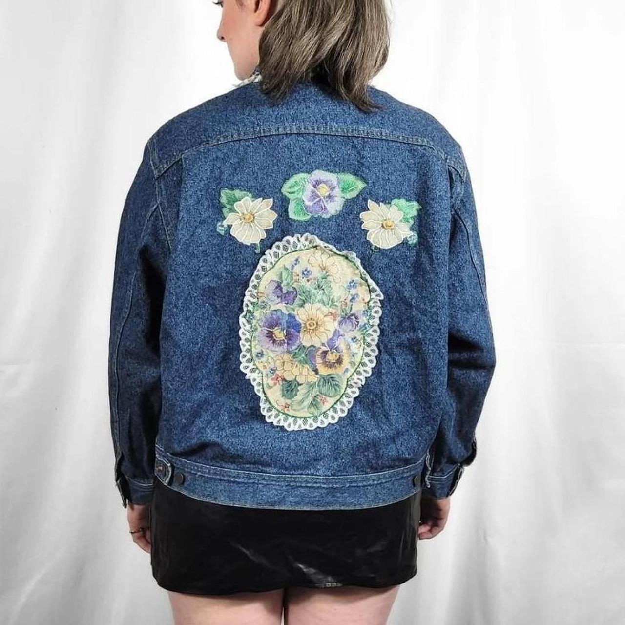 Vintage 90s Lee Floral Pattern DIY Denim Jacket