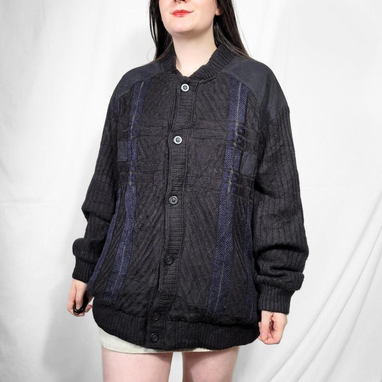 Vintage 90s Black Grunge Textured Knit Cardigan