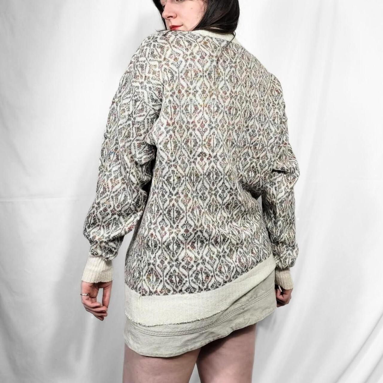 Vintage 80s Cream Pattern Knit Jumper