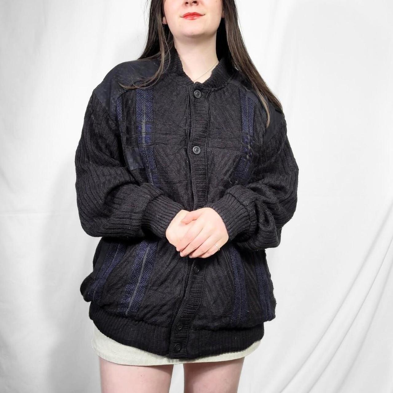 Vintage 90s Black Grunge Textured Knit Cardigan