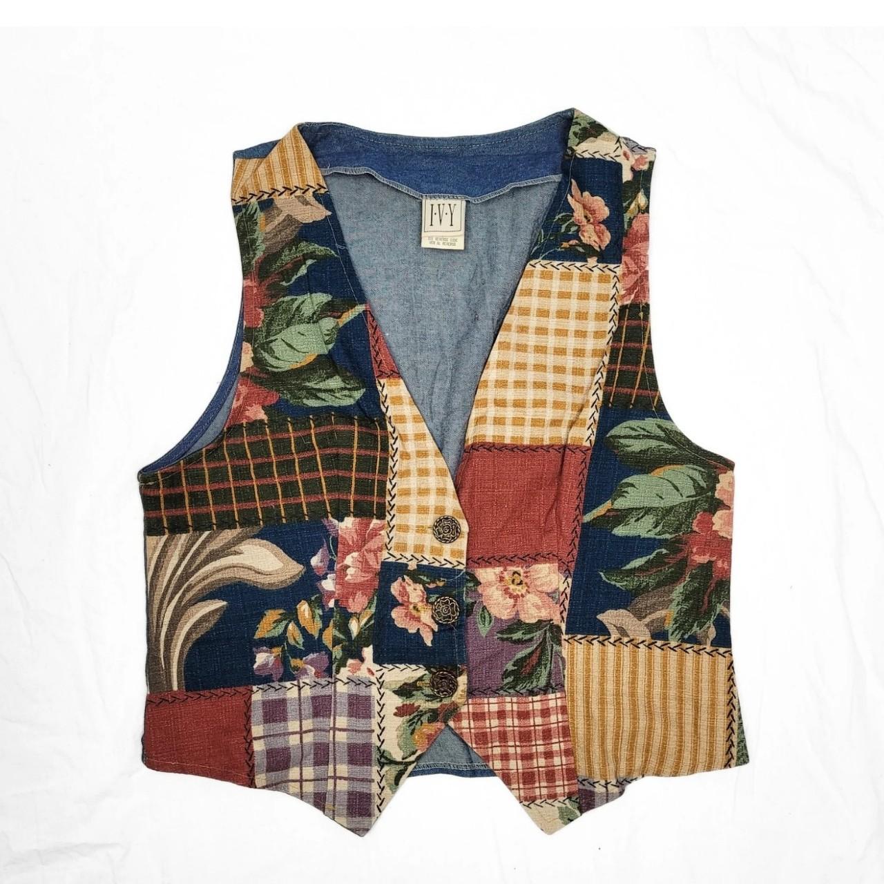 Vintage 90s Multi-coloured Western Patchwork Denim Jacket