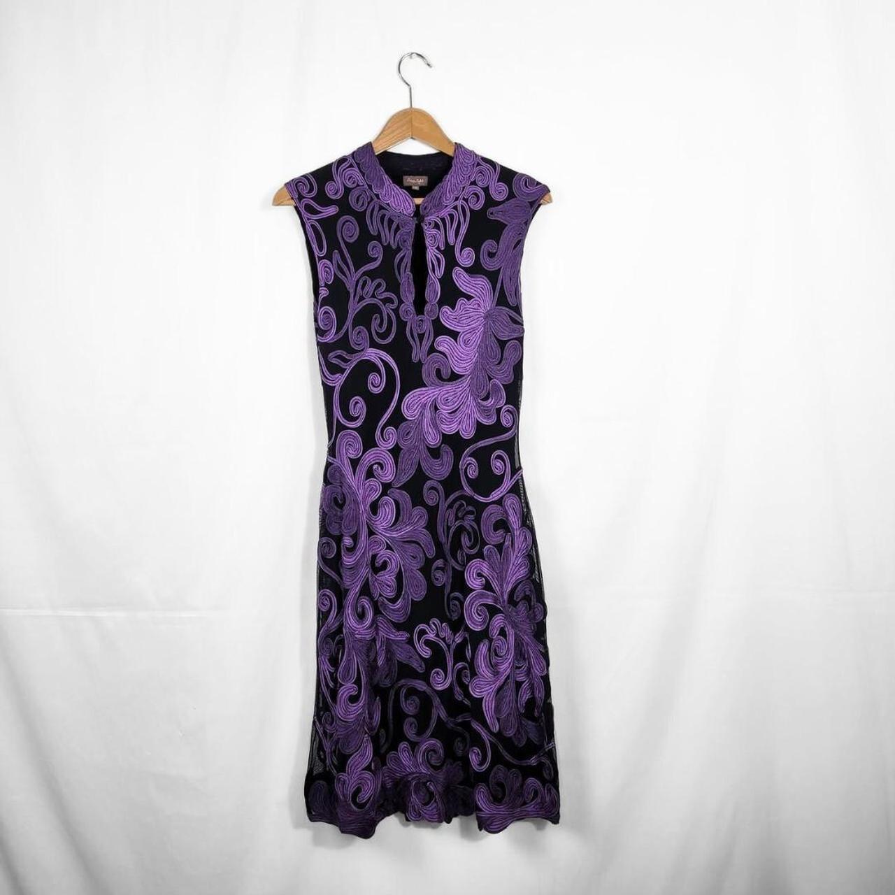 Y2K Purple Floral Mesh Midi Dress by Phase Eight