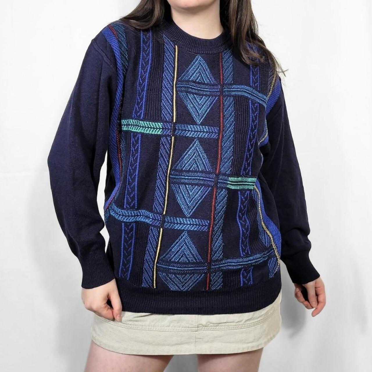 Vintage 90s Blue Diamond Knit Jumper