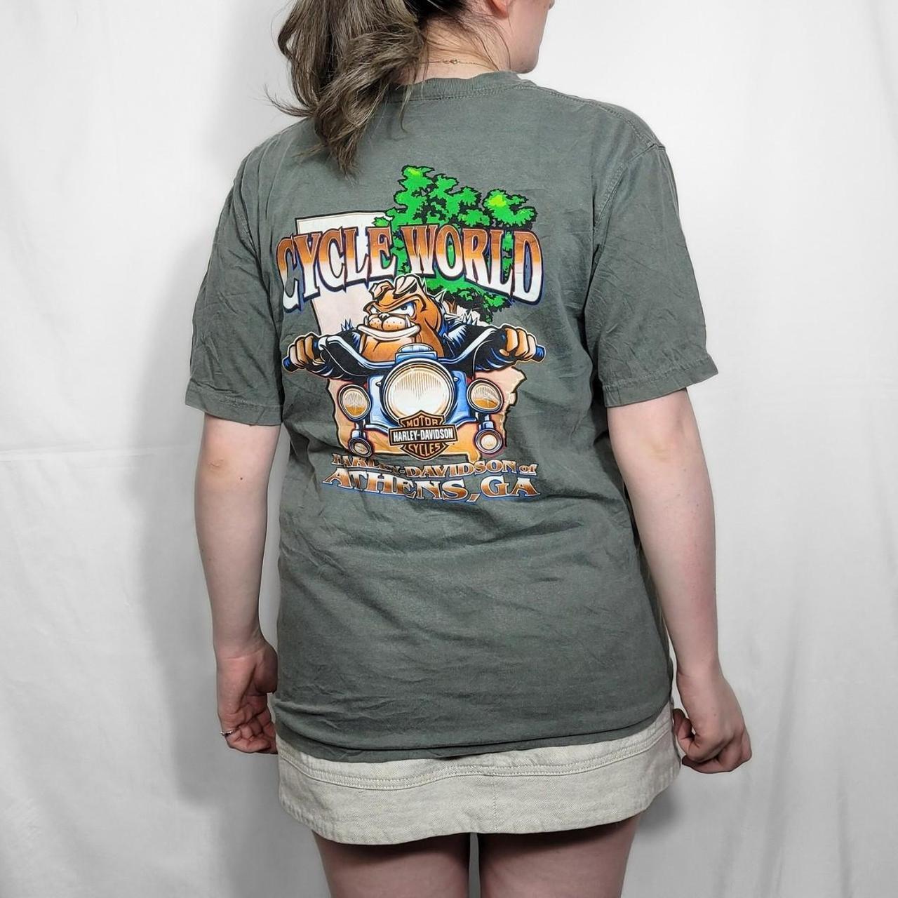 Vintage Y2K Harley Davidson Cycle World Graphic Tee