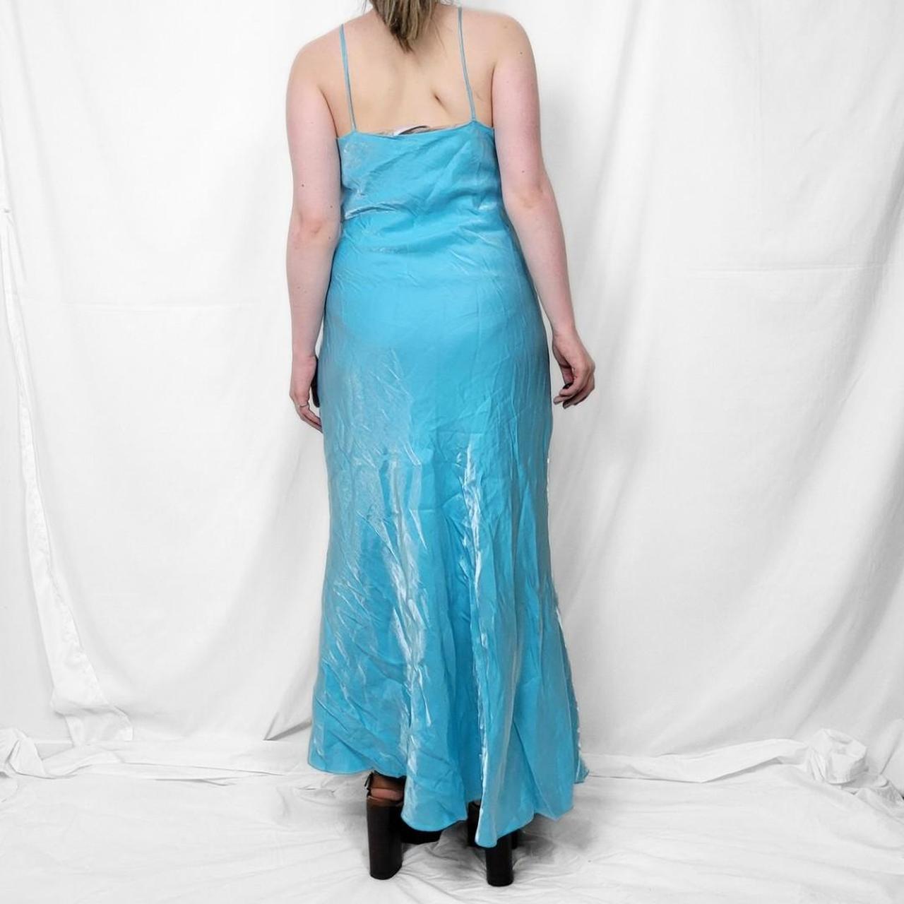 Y2K Light Blue Satin Maxi Dress – Fairycore Heaven
